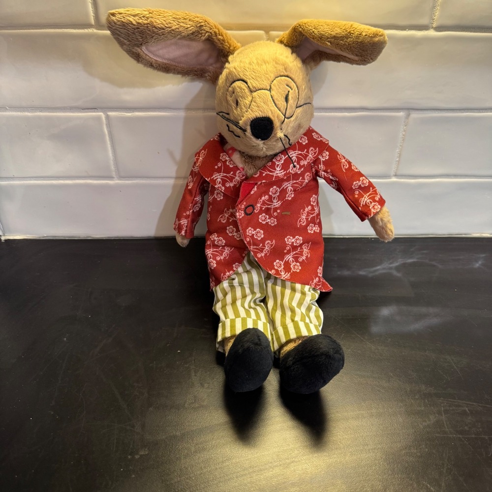 IKEA Pipharare Mouse Plush Toy 14" Tan Red Floral Coat Glasses Ee-9